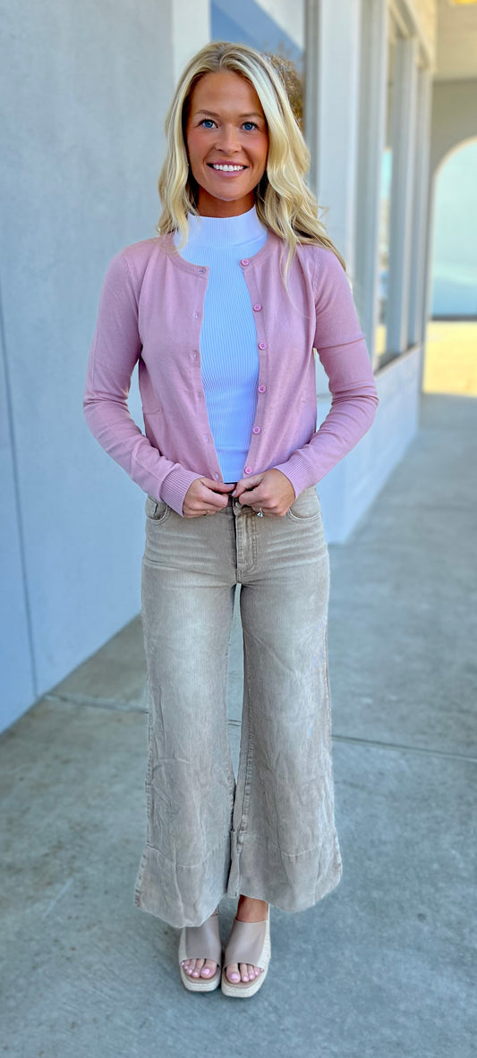 Vintage Taupe Wide Leg Corduroy Pants