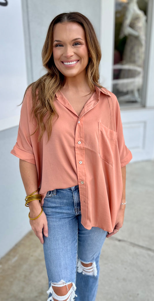 Apricot Button Down Top