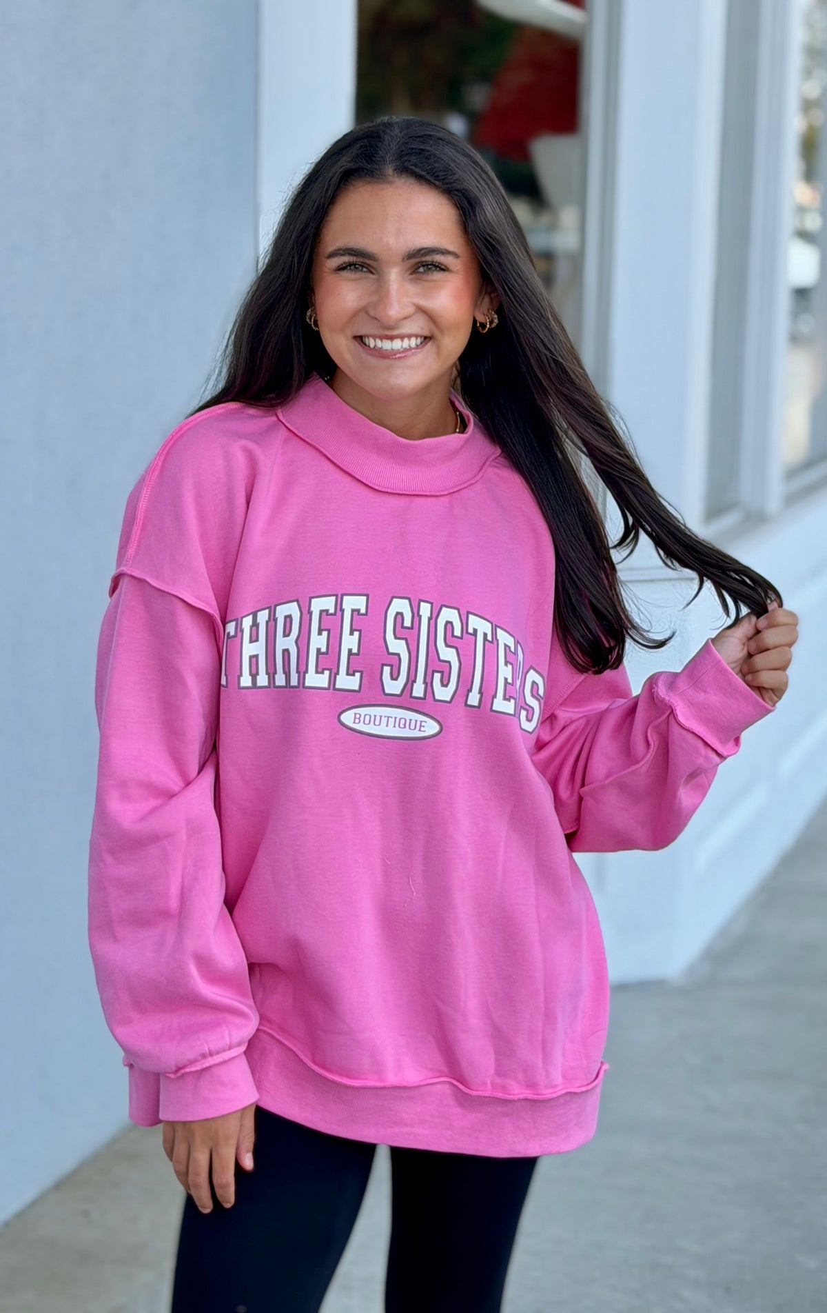 Three Sisters Logo Mock Neck Sweatshirt