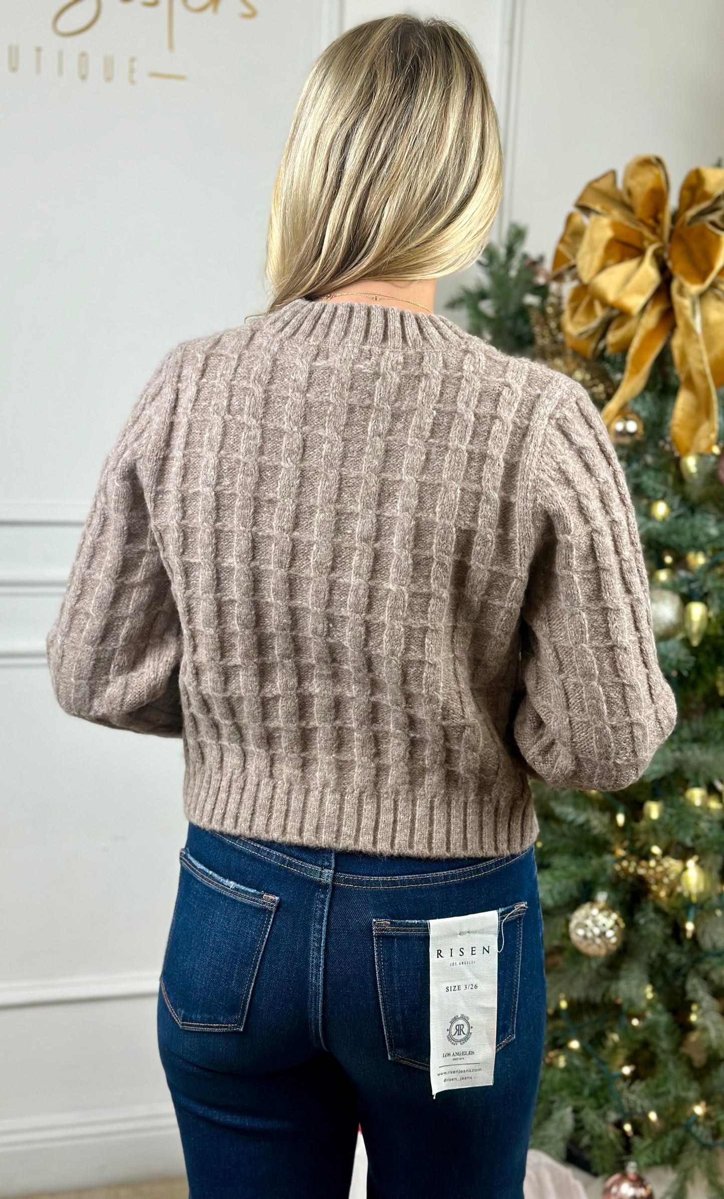 Taupe Cable Knit Cardigan