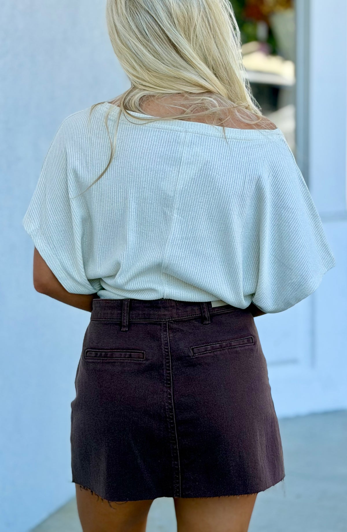Ivory Boat Neckline Fitted Bodice Top