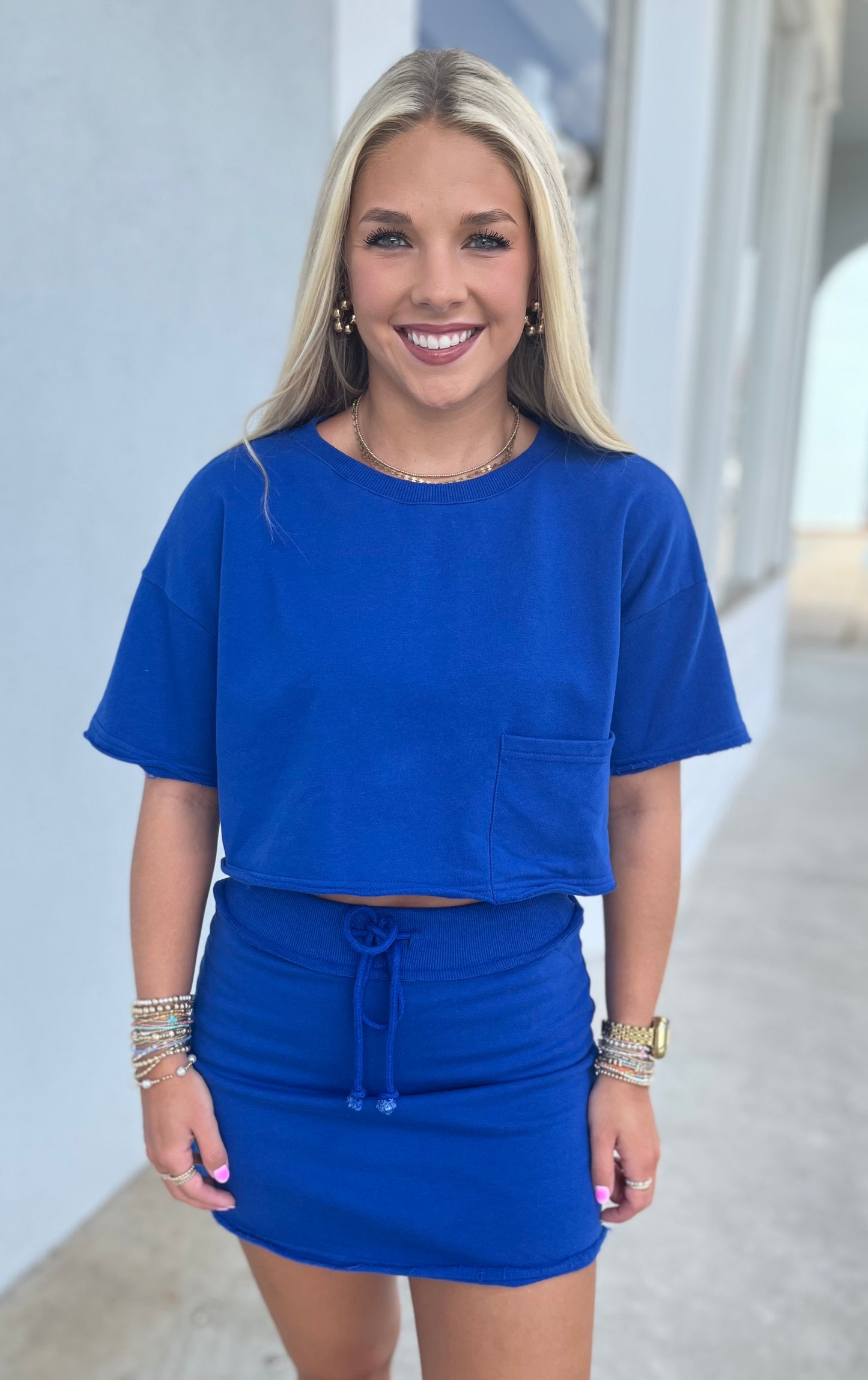 Nora Crop T Shirt and Skort Set, Cobalt