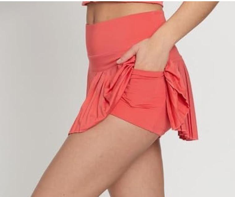 Gold Hinge Skirt Dark Coral