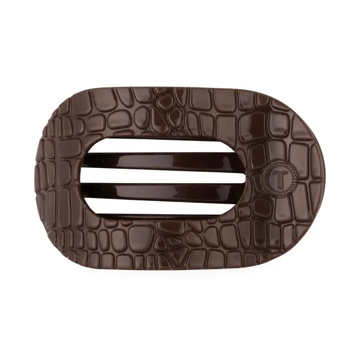 Teletie Brown Crocodile Small Flat Hair Clip