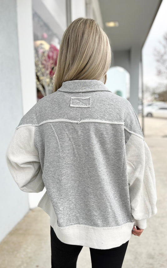 Heather Gray Washed Terry Halfzip Pullover