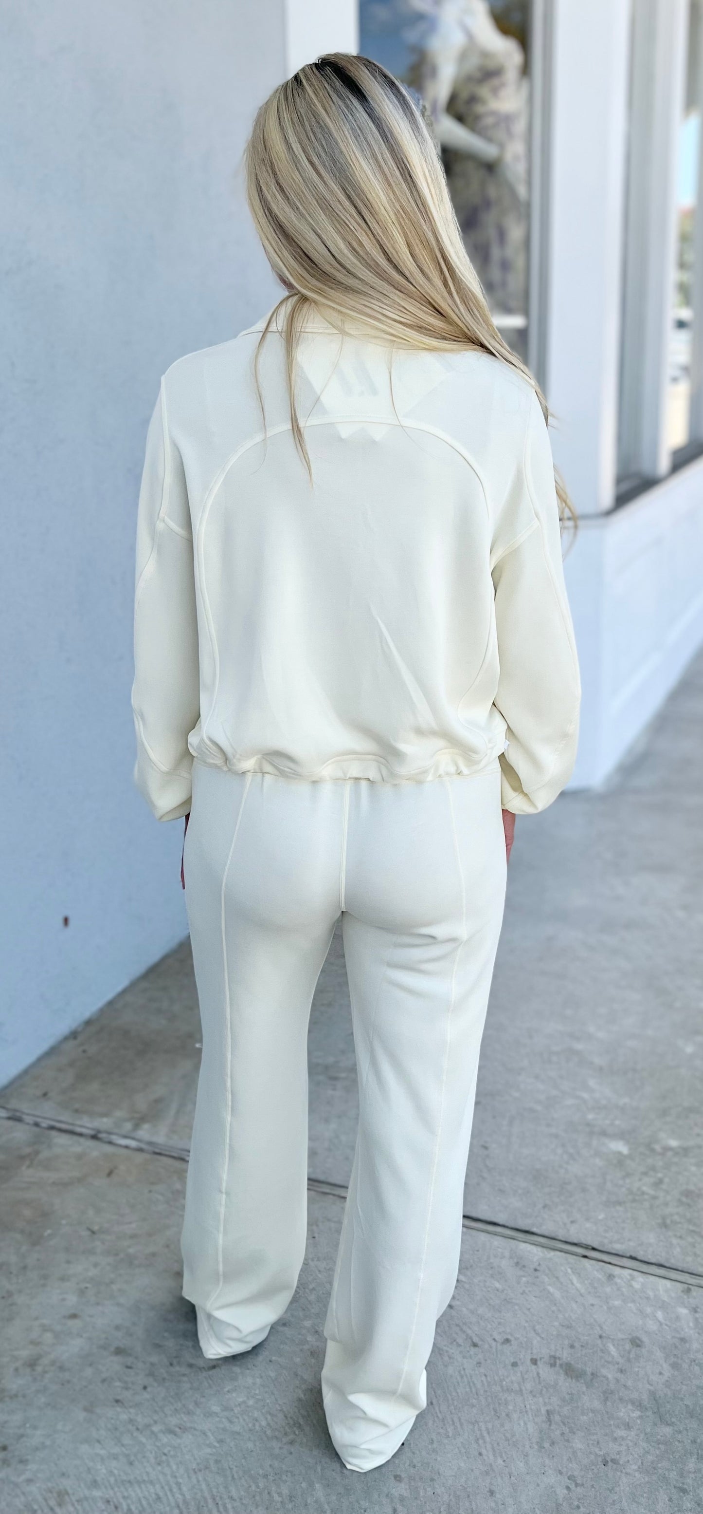 Cream High Waisted Full-Length Pants