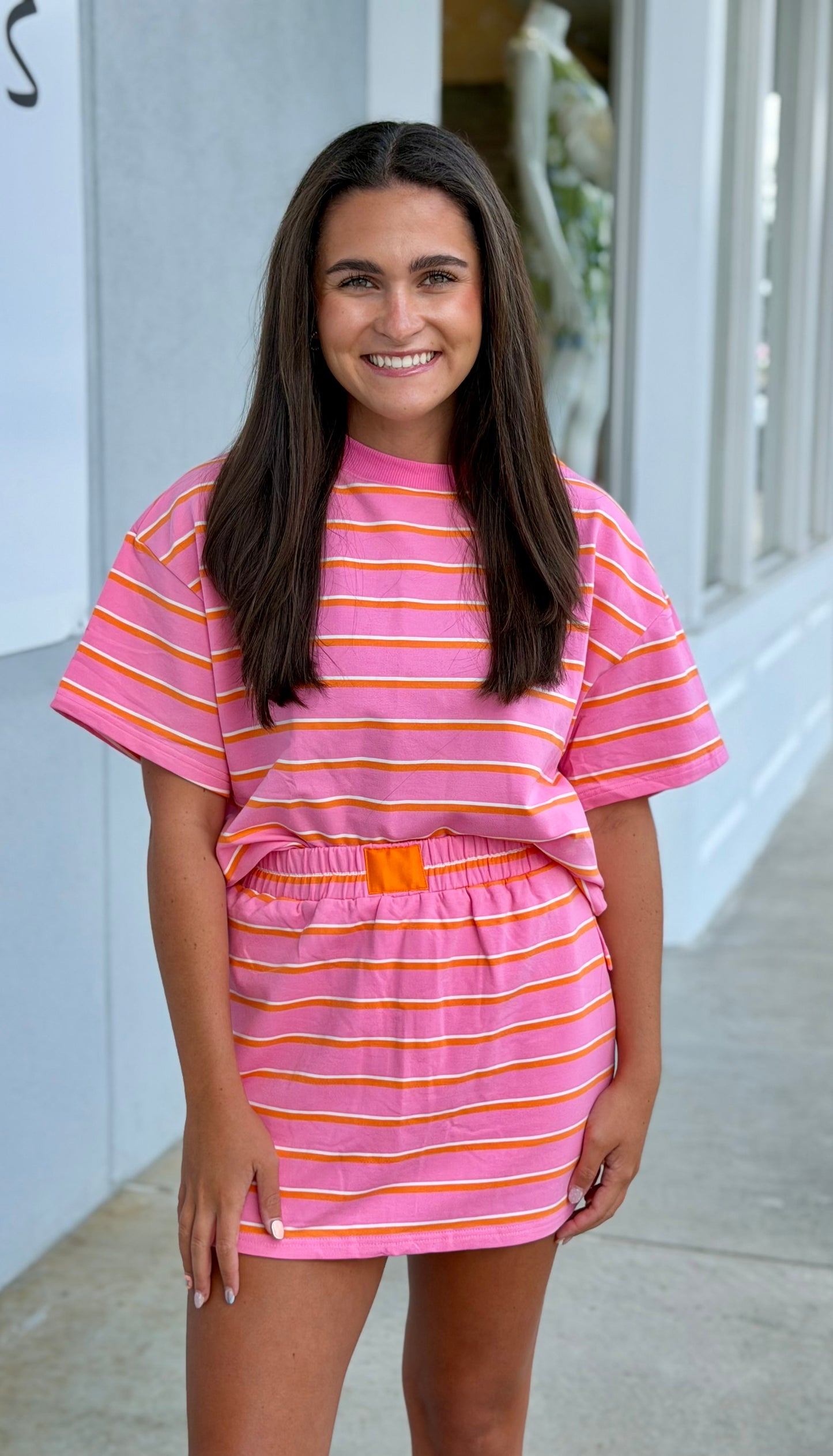 Pink/Orange Striped Boxy Lounge Top