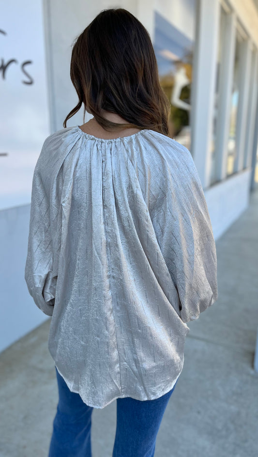 Silver V Neck Blouse