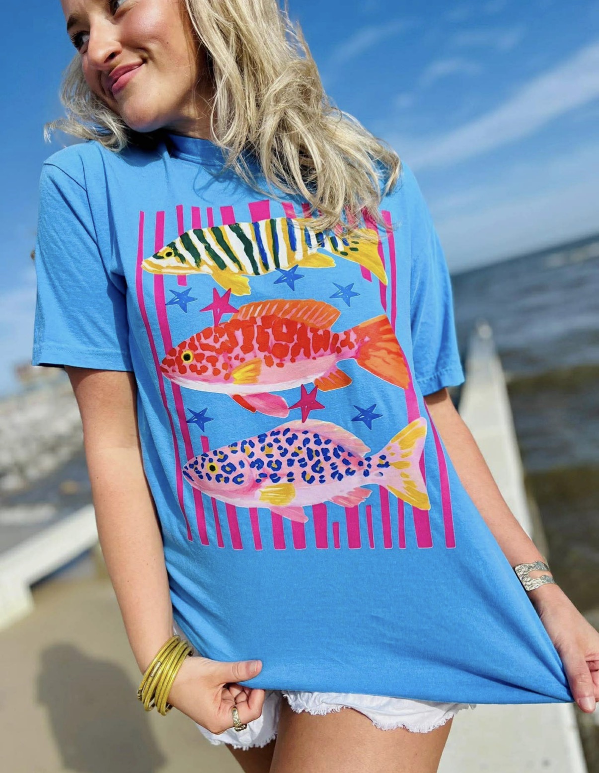 Graphic Tee , Cobalt Fish Trio