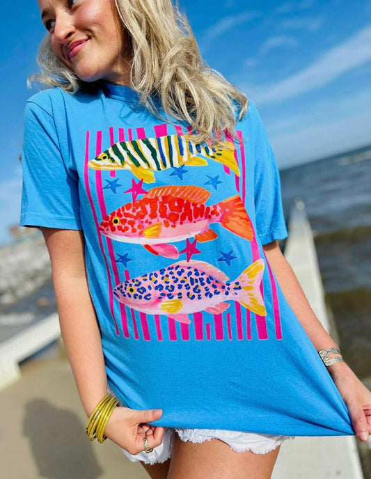 Graphic Tee , Cobalt Fish Trio