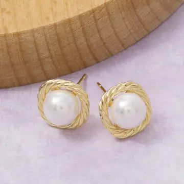 Dipped Pearl Stud Earrings