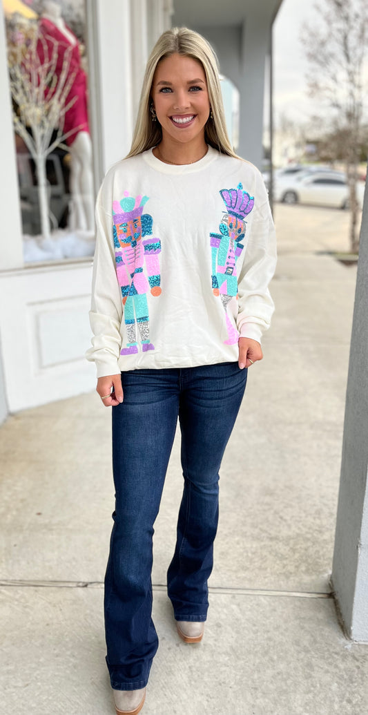 Sequin Nutcracker Pullover