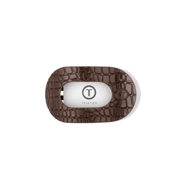Teletie Brown Crocodile Small Flat Hair Clip