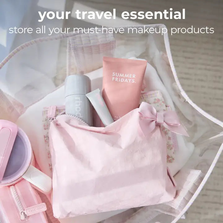 Case Mate Crinkle Makeup Bag, Ballet Pink Bow