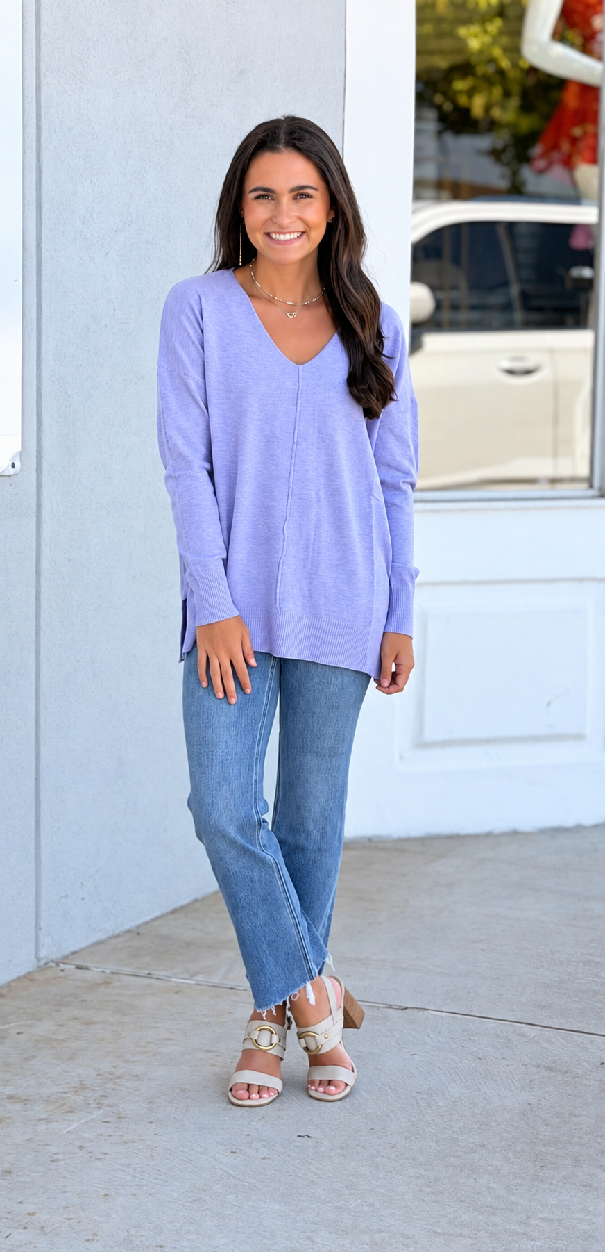Viscose Front Seam Sweater, H Lavender