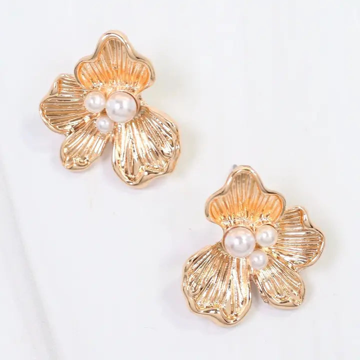 Alice Pearl Embellished Flower Earrings