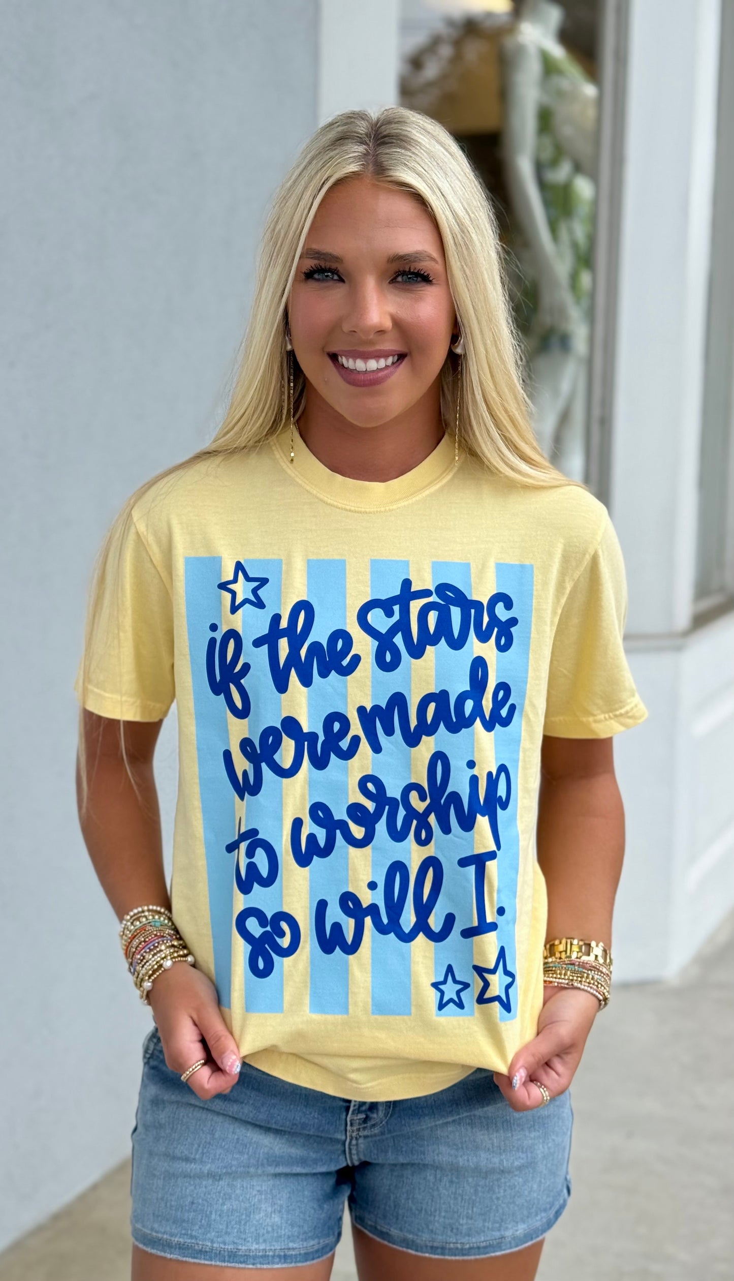 Graphic Tee , Butter Worship Stripes