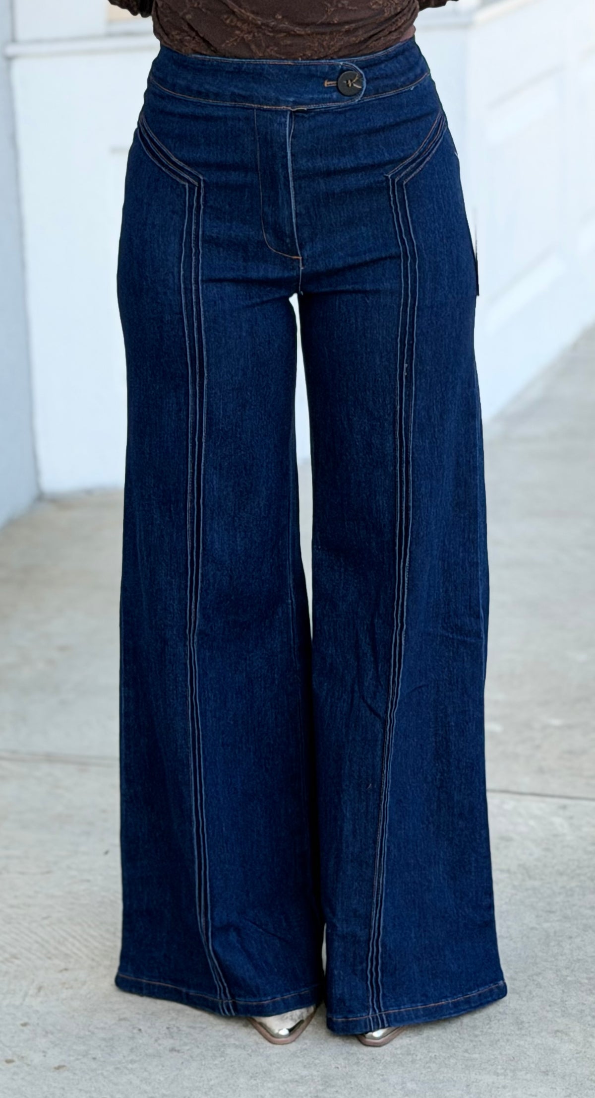 Dark Denim High Waisted Wide Leg Jean