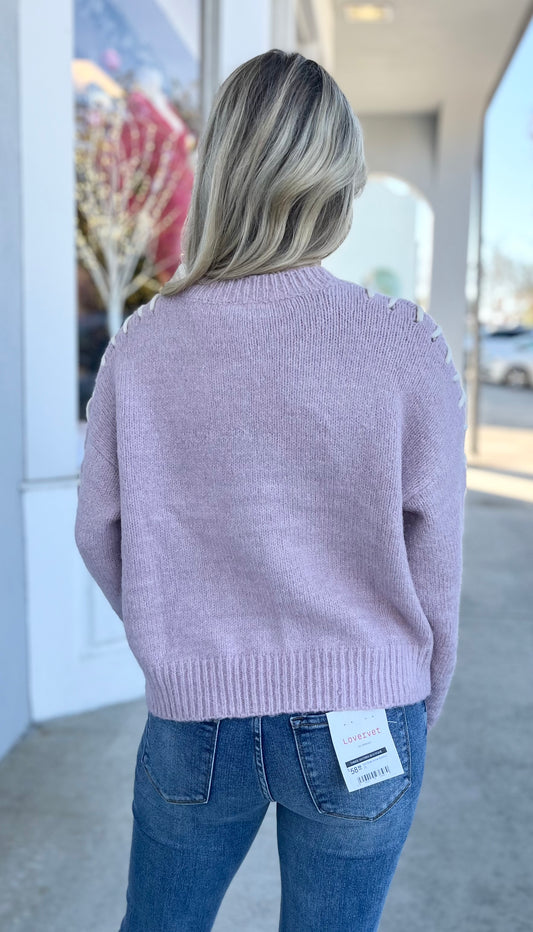 Mauve Stitch Detail Sweater