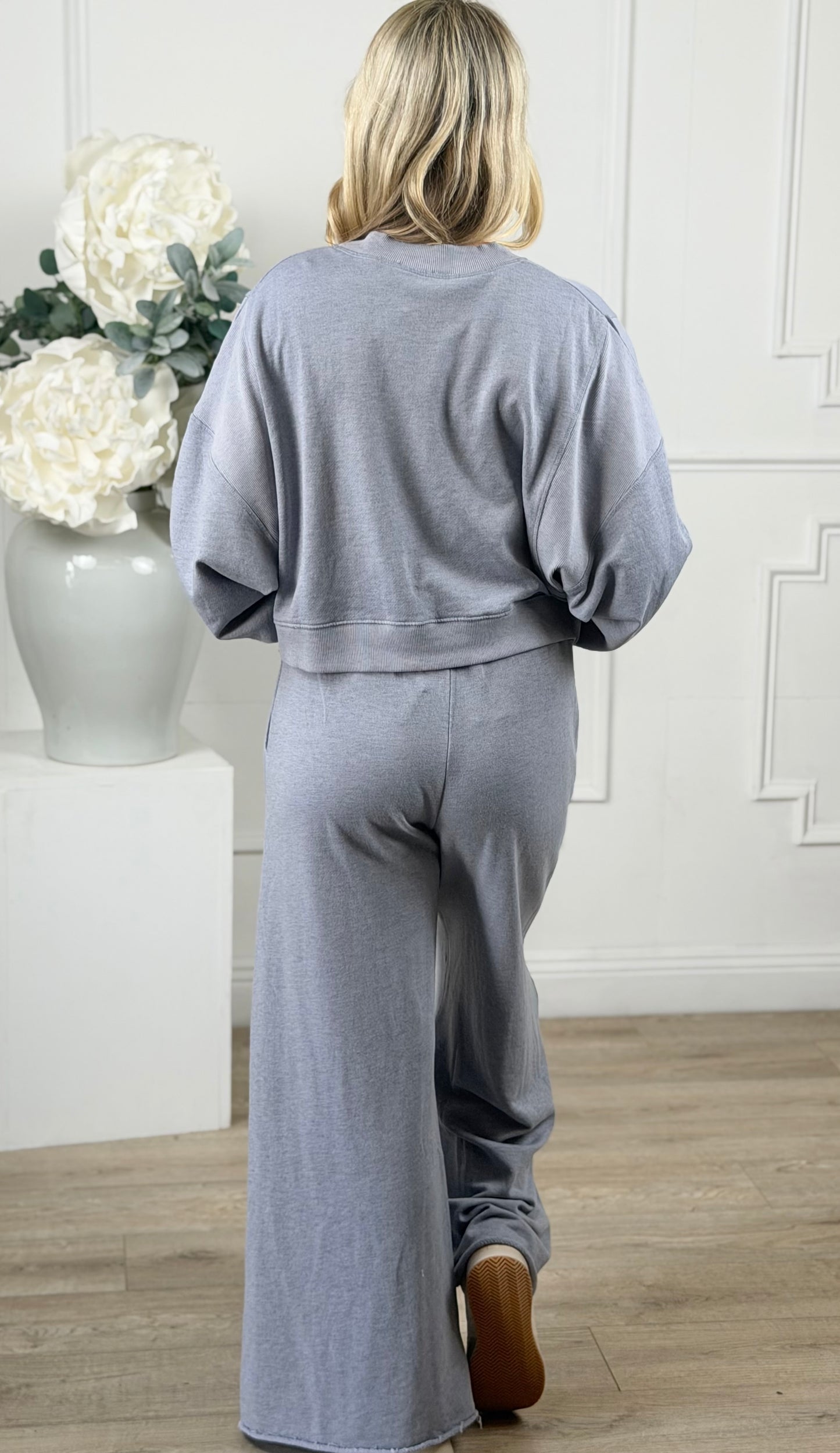 Ribbed Oversized Sweatpants, H Pewter