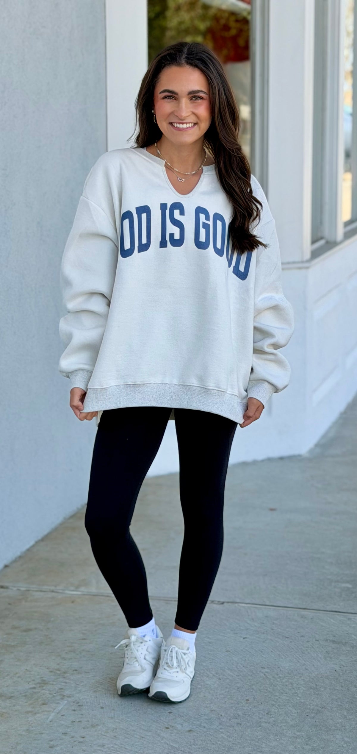 Ash Grey/Vintage Blue Jesus Split Neck Sweatshirt(reversible)