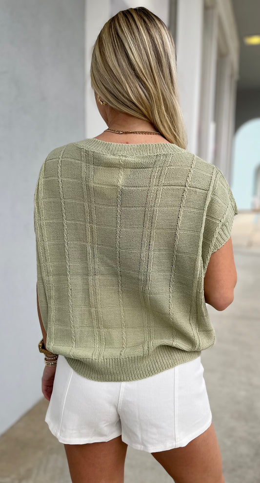 Pistachio Round Neck Sweater Vest