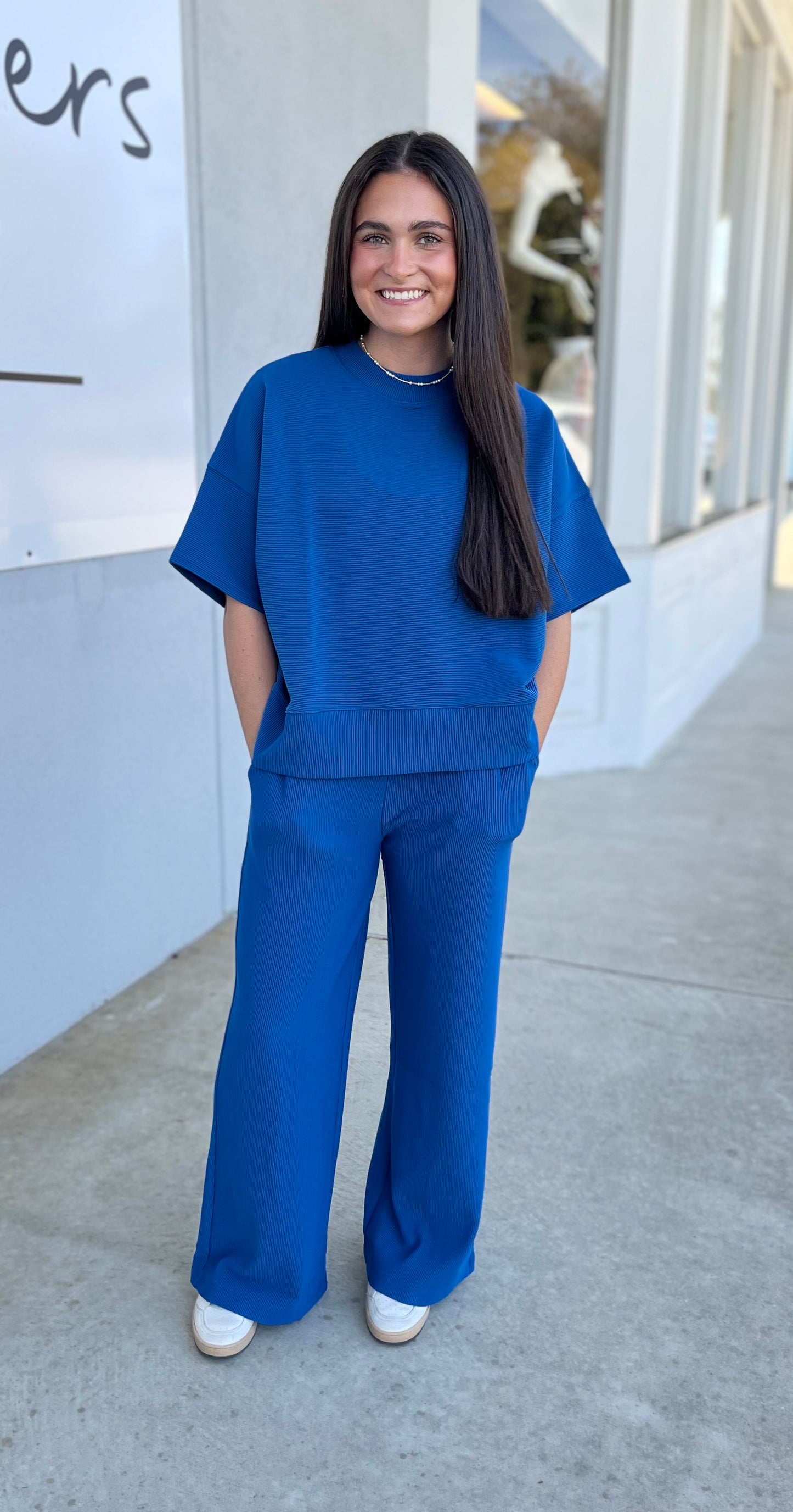 Ribbed Tee & Pants SET, Classic Blue
