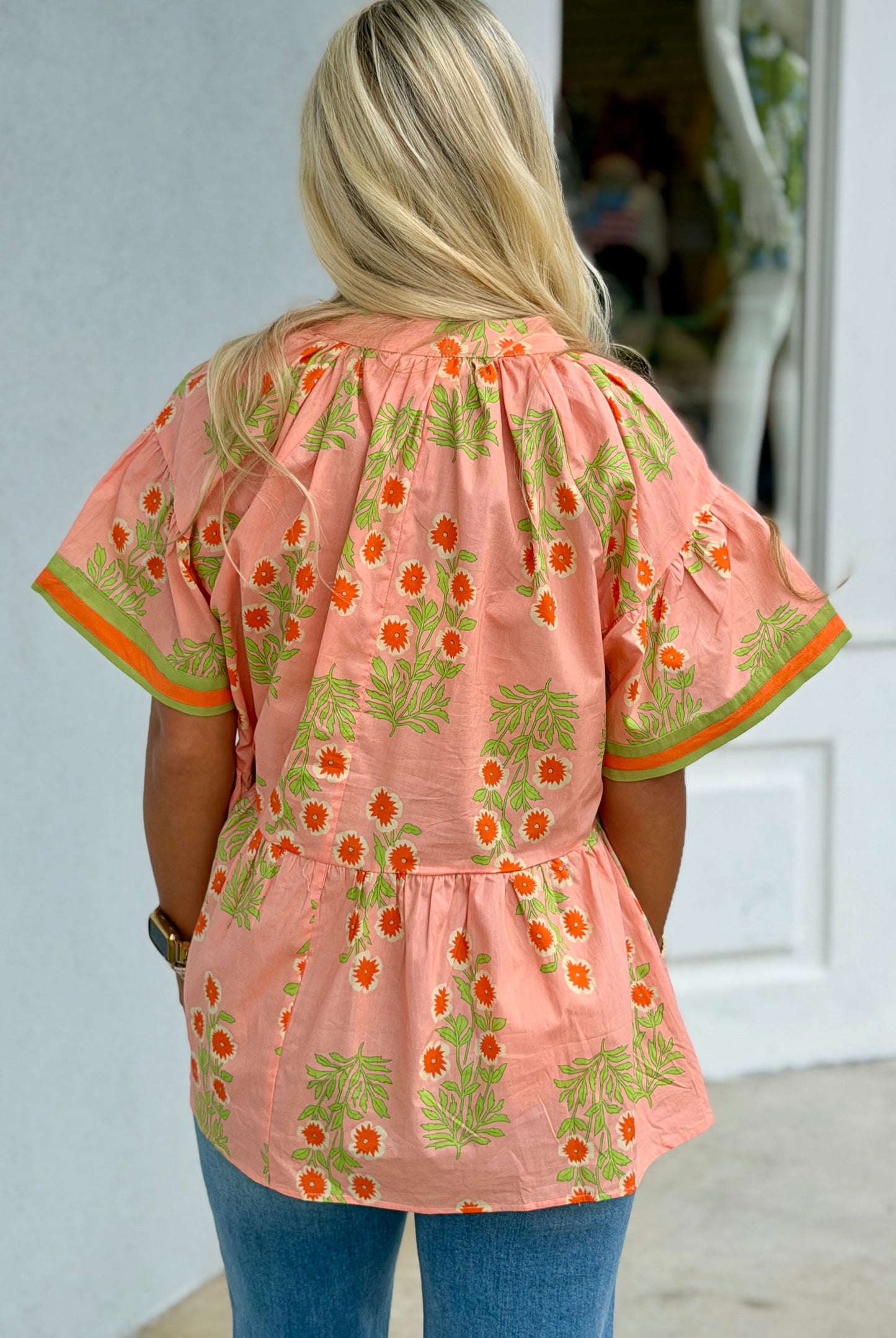 Peach Floral Babydoll Top