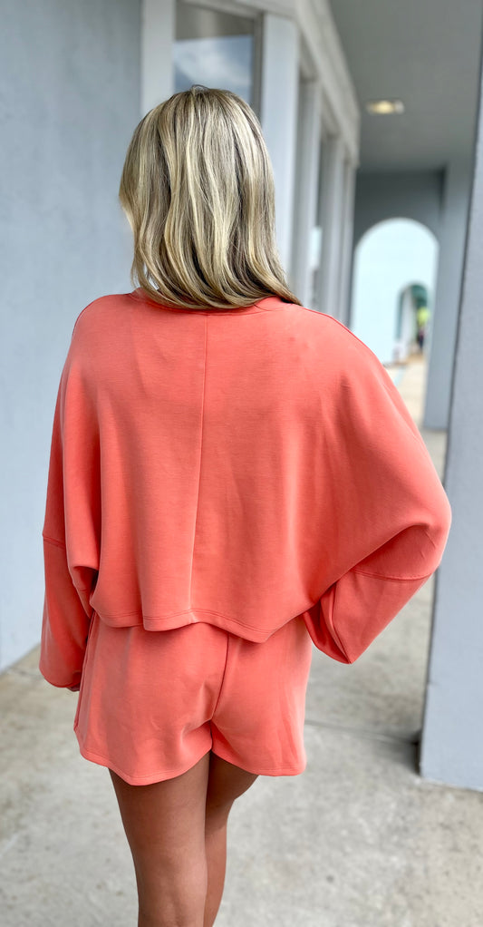 Tangerine Cropped Dolman Top