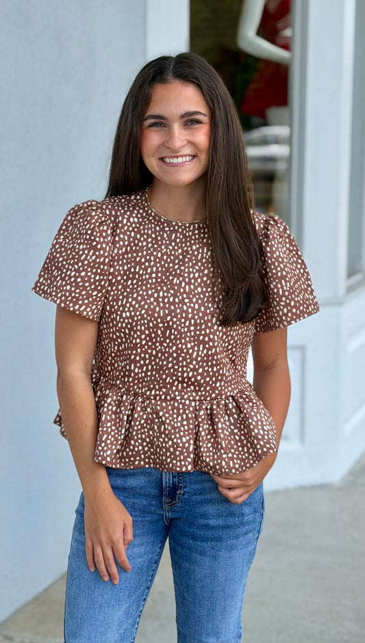Spotted Peplum Top