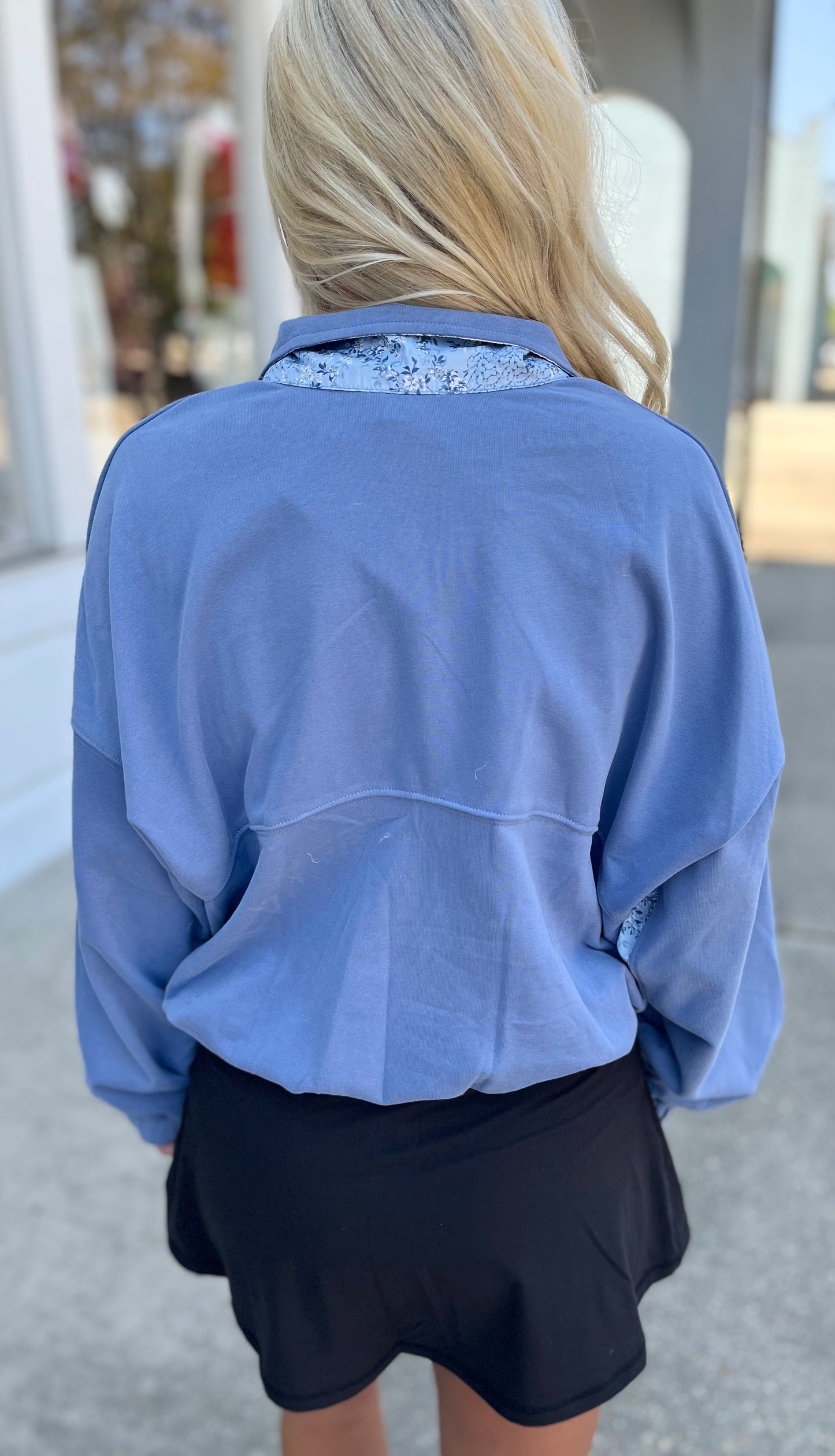 Dark Blue Ditsy Floral Pullover