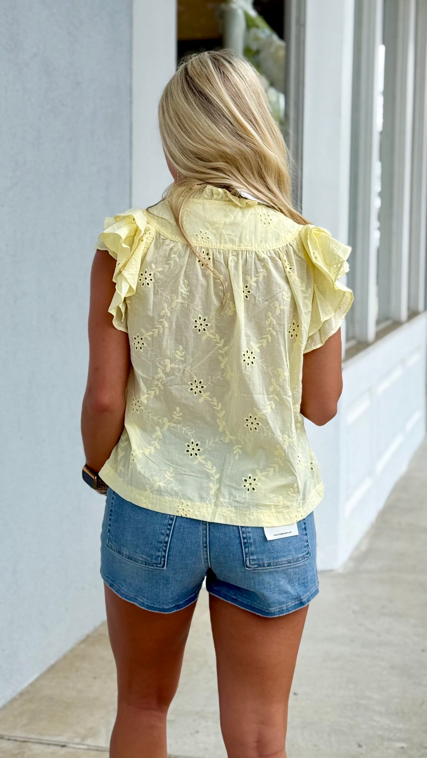 Butter Eyelet Ruffle Sleeve Blouse