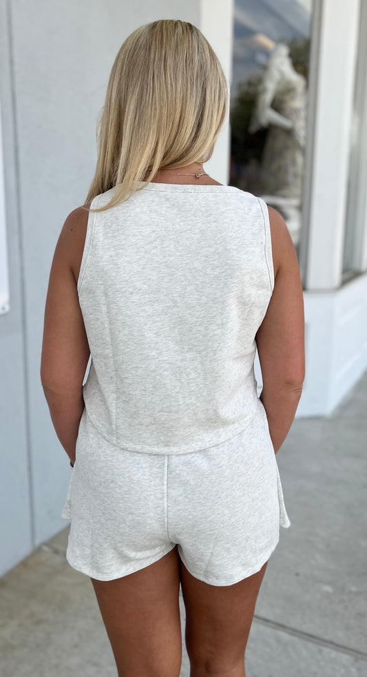 White Melange Kailee Tank/Skort Set