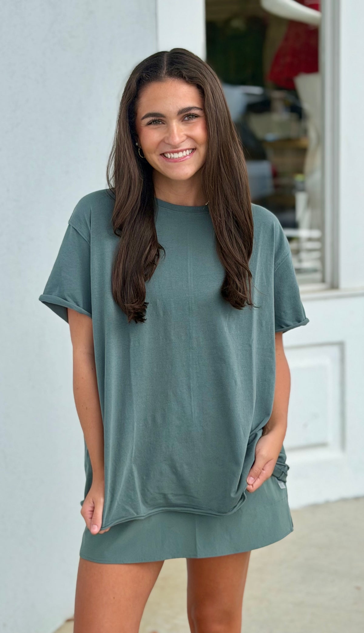 Pima Cotton Center-Seam Oversized Tee, Eucalyptus