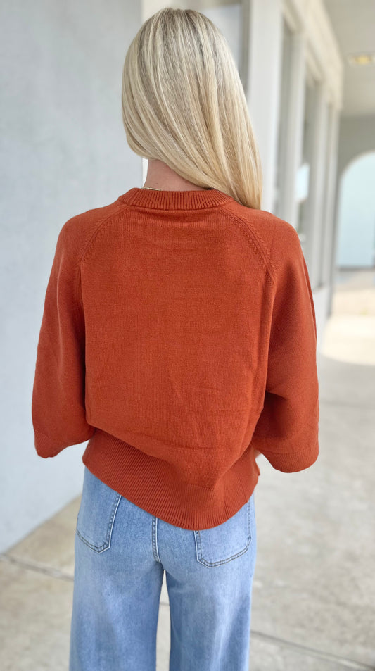 Rust Bell Sleeve Sweater