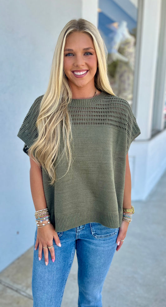 Dolman Crew Neck Sweater, Olive