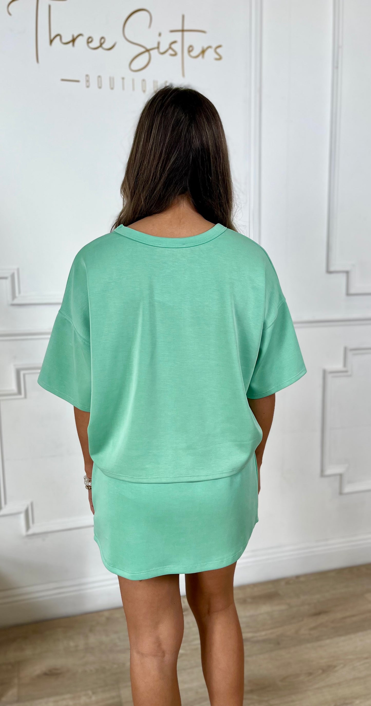 Scuba Round Neck Short Sleeve Top, Pistachio