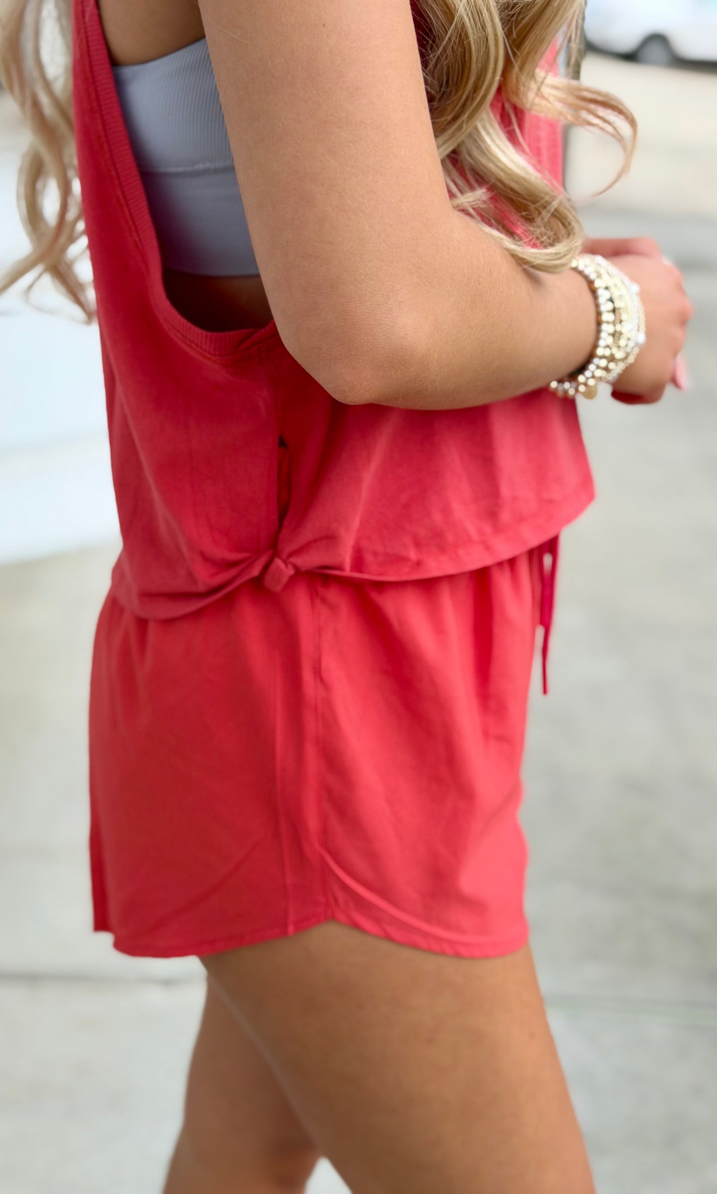 Blushed Brick Pima Cotton Side Knot Tank
