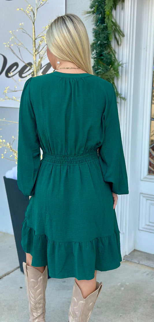 Sea Green Elastic Waist Dress