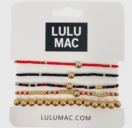 Red/Black Lulu Mac Bracelet Set