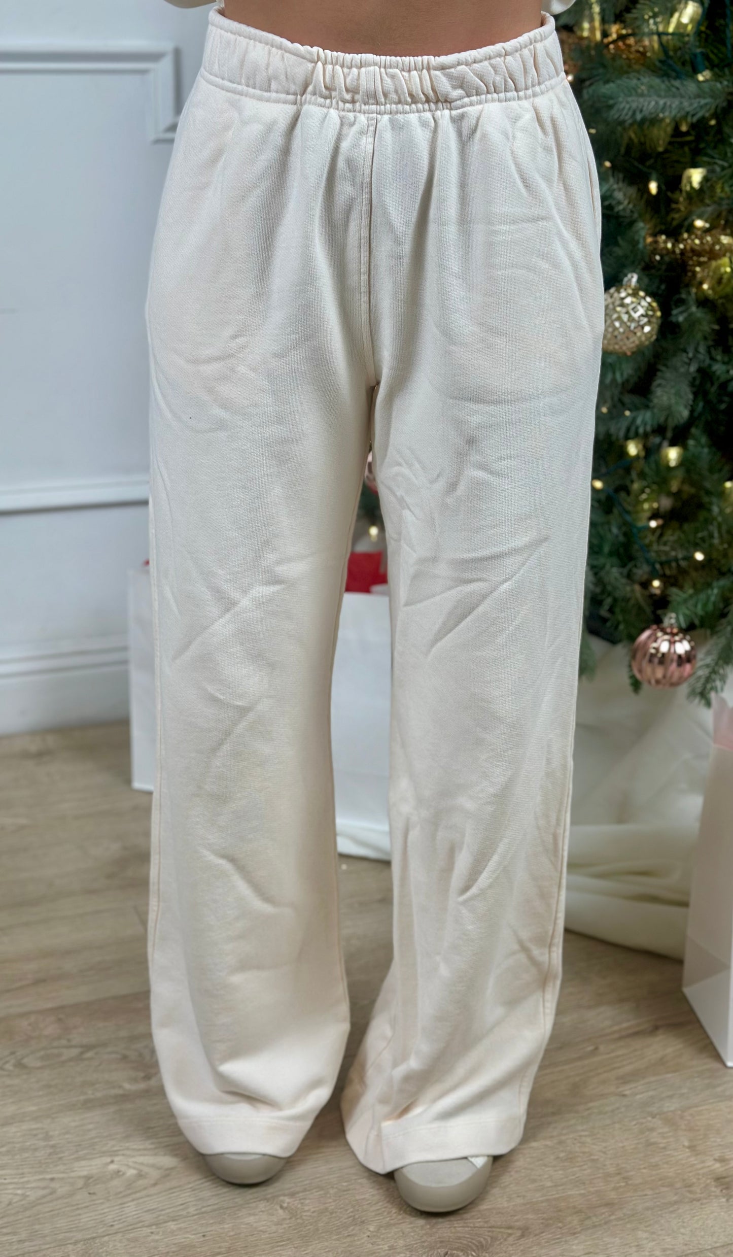 Ecru Knit Cotton Sweatpants