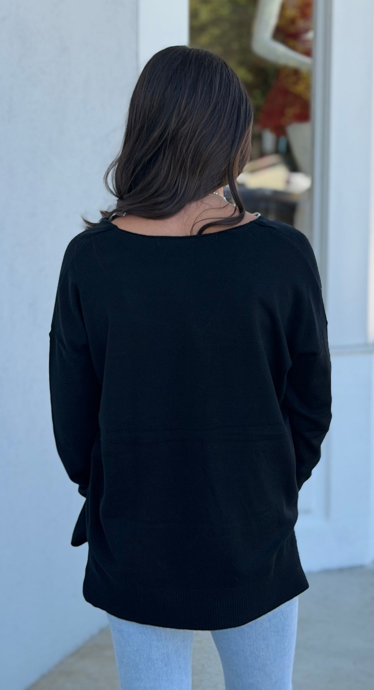 Viscose Front Seam Sweater, Black