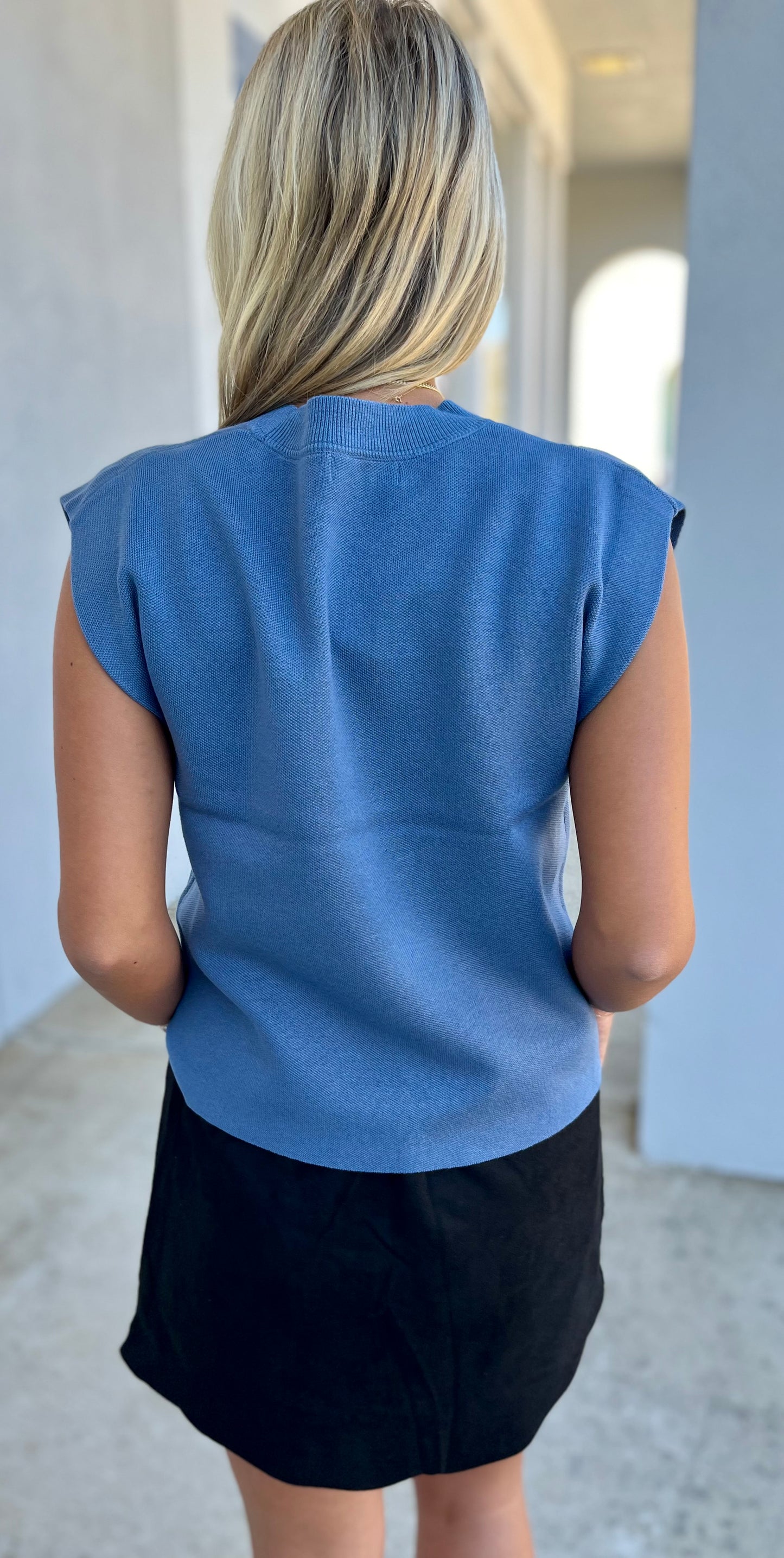 Viscose Sweater Vest, Dusty Blue
