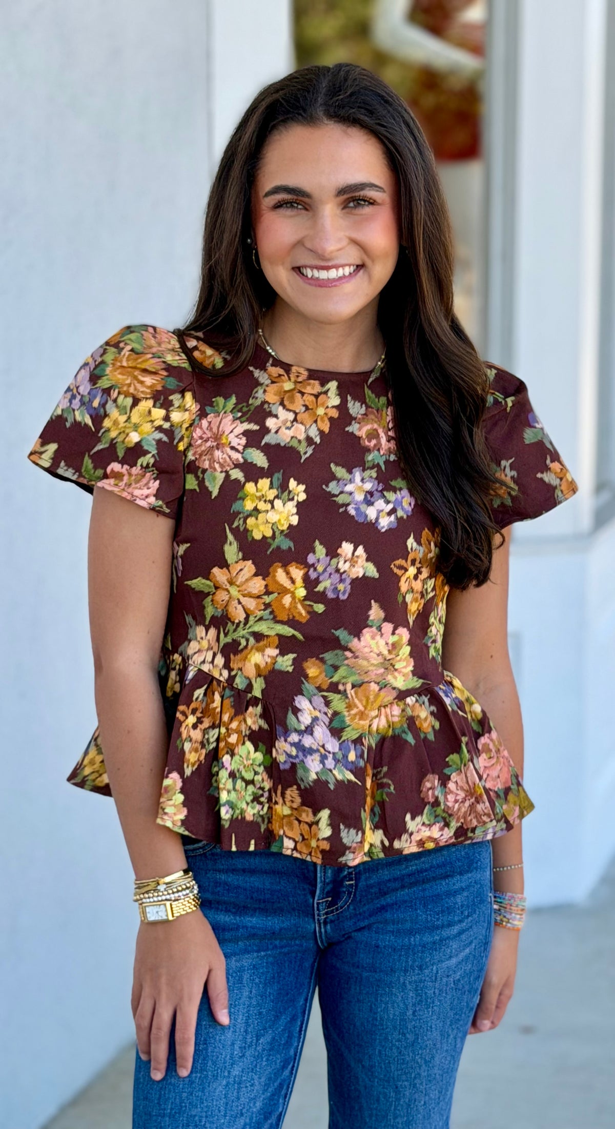 Stella Plum Floral Peplum Top