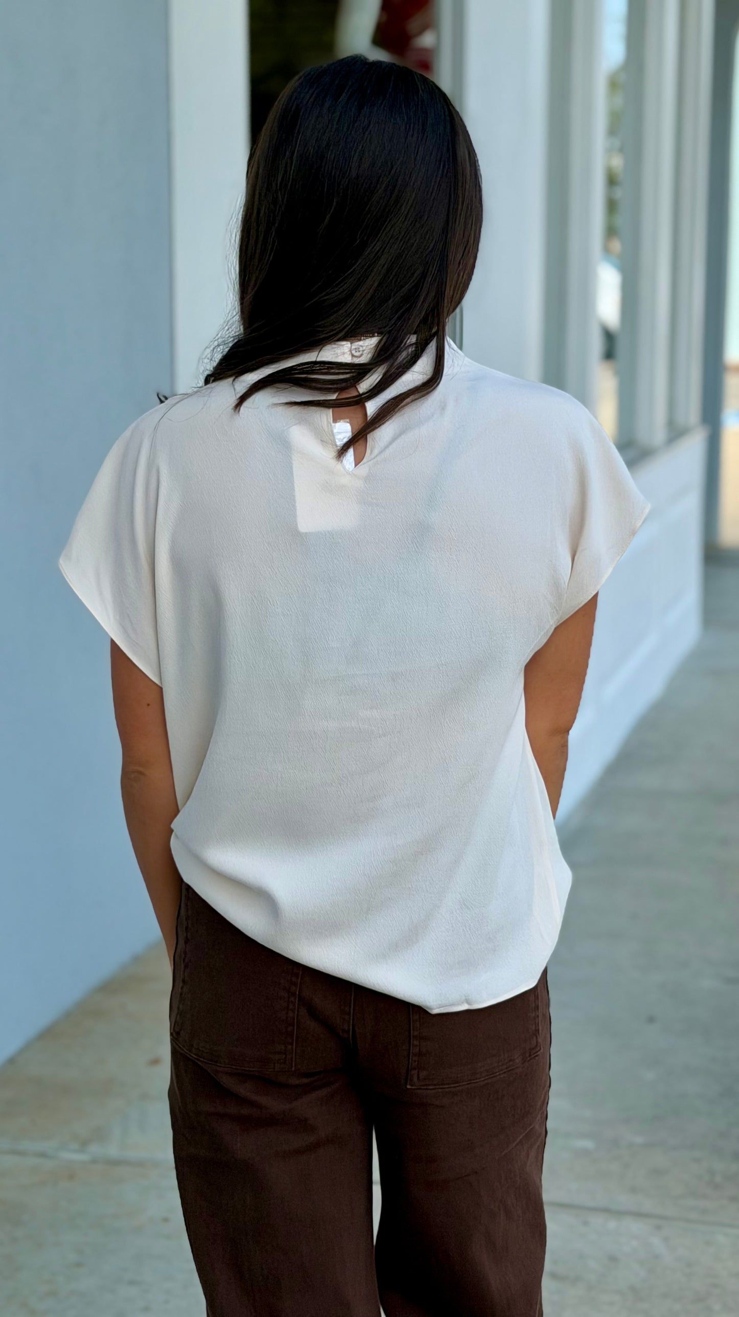 Ivory High Cowl Neck Top