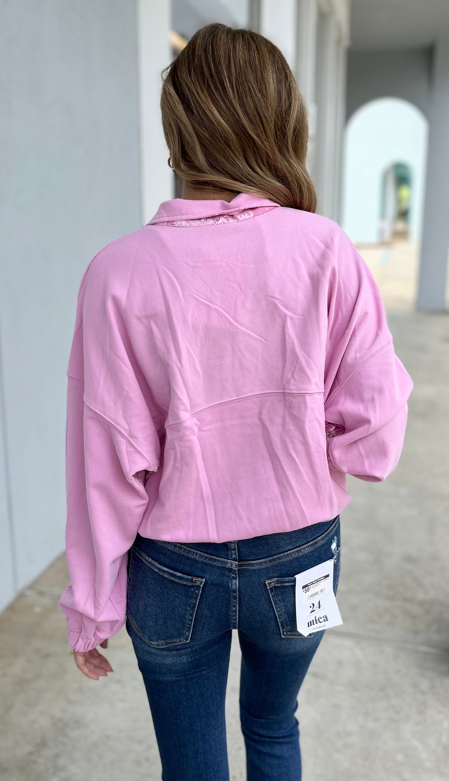 Flamingo Ditsy Flower Pullover
