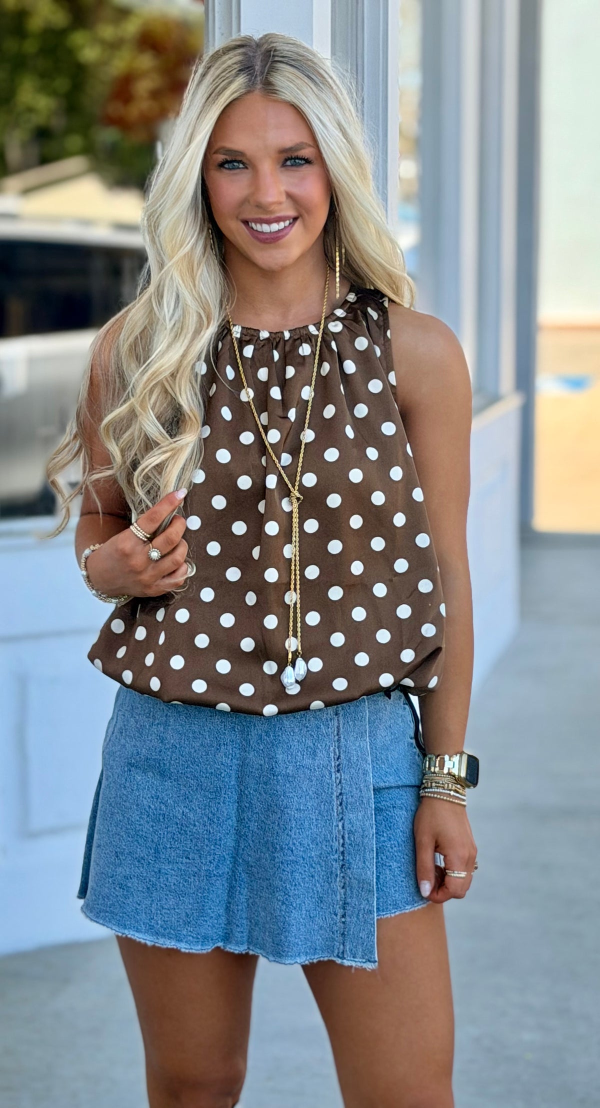 Polka Dot Sleeveless Blouse