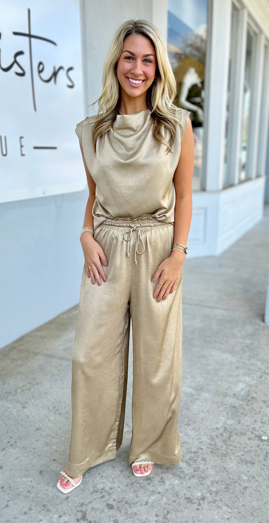 Mid Rise Wide Palazzo Pants, Taupe