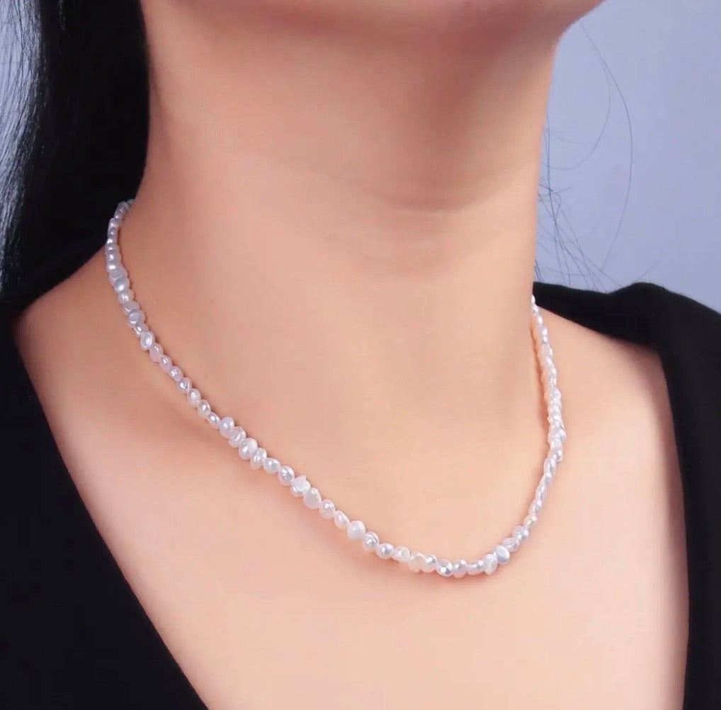 24k Gold Filled 5mm Mini Baroque Freshwater Pearl 16in Necklace