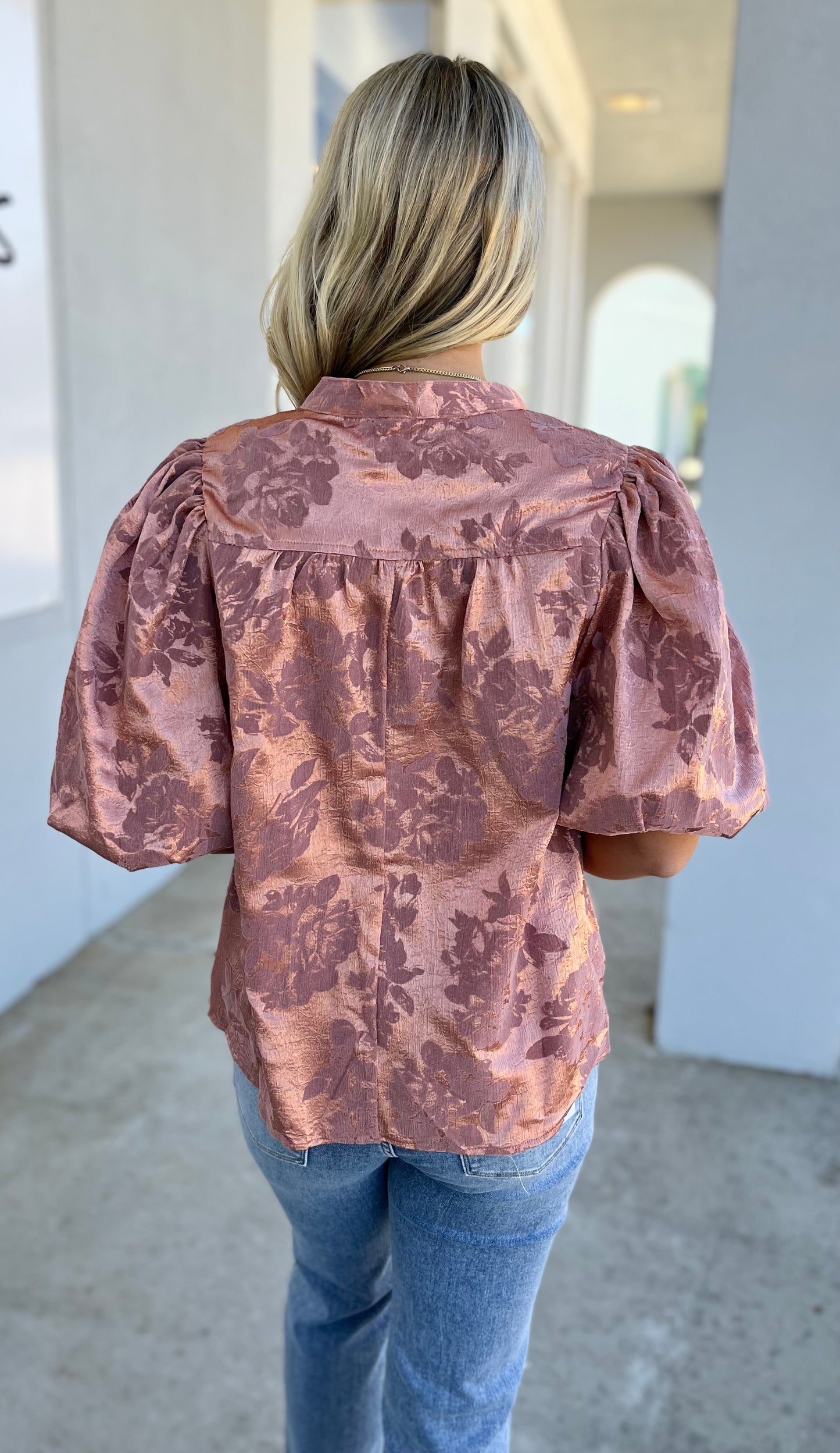 Rose Puff Sleeve Top